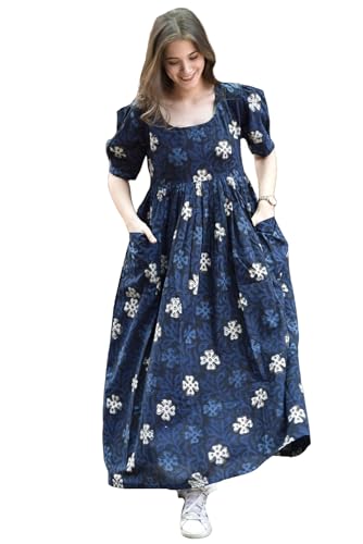 Gosriki WomenS Rayon Floral Printed Long Gown Maxi Dress (Aapti Blue-Vks01-Gs_Xxl_Blue_Xx-Large)