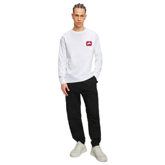 Bewakoof Mens Who Me Graphic Print Cotton T-Shirt- Oversized Fit, Round Neck, Full Sleeves 581658_White_M
