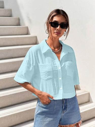 Toplot Shirt For Women || V-Collar Solid Crop For Woman || Half Sleeves For Women || Oversized Shirt For Woman (V-Crop-Shirt-518