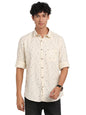 Turtle Men Cotton Melange Slim Fit Beige Printed Casual Shirt