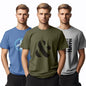 Nobero MenS Graphic Printed Regular Fit T-Shirt (1M-Twts-C0948-216X_Marine / Olive Green/Grey Melange