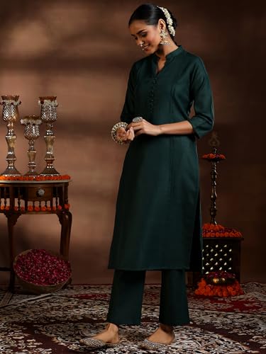 Libas Womens Silk Blend Kurta Set (39043_Green