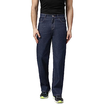 Kotty MenS Cotton Lycra Blend Relaxed Fit Mid Rise Jeans Prussian Blue