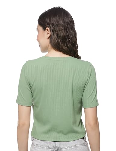 FYLTR Womens Regular Fit T Shirt (FYLSS25WKT-1010_Moss Green