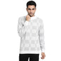 Turtle Men Knitted Grey Checked Slim Fit Casual Pullover