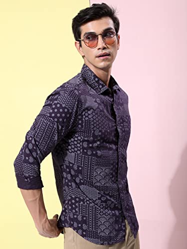 Ketch MenS Slim Fit Shirt (Khsh001373_Plum