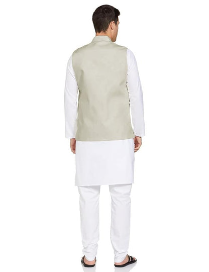 BE ACTIVE Mens Solid Linen Blend Kurta Pyjama 3 Piece Set || Men Kurta Pajama With Modi Jacket || Kurta Pajama Nehru Jacket For