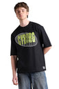 Hubberholme Men Printed Oversized Round Neck Half Sleeves Tshirts 34 Black
