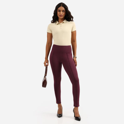 BlissClub Ultimate Sculpt Tregging Pants -Regular Below 54 | Ribbed Waistband | 2 Side Pockets | Front Pintucks | Feels Like Se