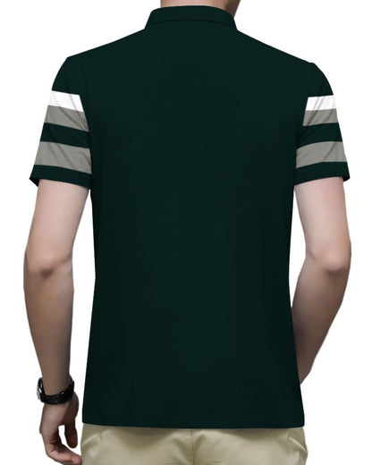 Noble Monk MenS Regular Fit Polo Neck T-Shirt | Half Sleeve | Stripe On Chest | Collared Neck Tshirt For Men