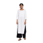 Fabindia Women Cotton Pintuck Hand Block Printed Long Kurta White