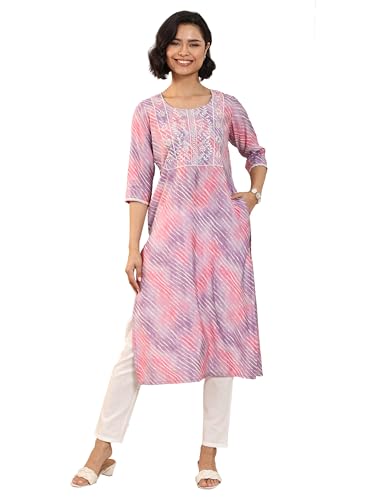 Libas Women's Silk Blend Leheriya Straight Kurtas