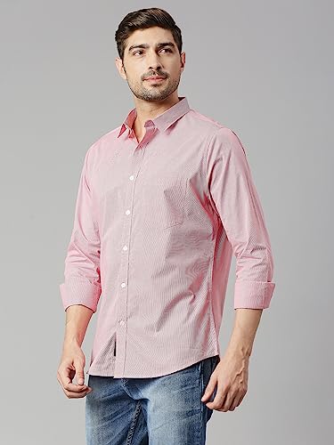 Thomas Scott Mens Solid Slim Fit 100% Cotton Casual Shirt with Spread Collar and Long Sleeve