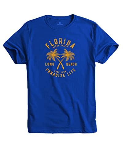 ADRO Florida Paradise Life Mens Printed T-Shirt (XL, Royal Blue)