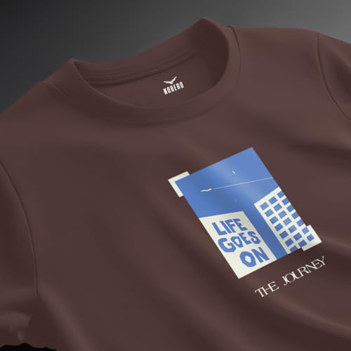 Nobero MenS Graphic Printed Regular Fit T-Shirt (1M-Twts-C1059_Brown