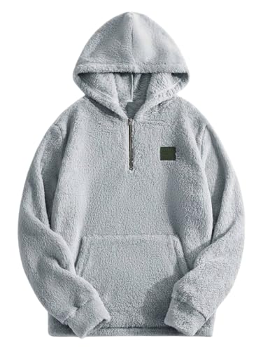 TAGAS Unisex Fleece Hoodie  Ultra Soft Sherpa Pullover with Half-Zip & Kangaroo Pocket Sweatshirt Hoodie