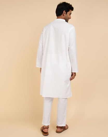 Fabindia MenS Cotton Woven Relaxed Kurta Set (1039311White_White