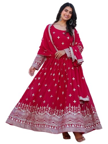 Fashion Basket Georegtte Embroidered Anarkali Long Dress For Women