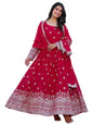 Fashion Basket Georegtte Embroidered Anarkali Long Dress For Women