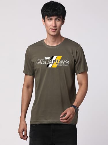 ADRO Men's Graphic Printed 100% Cotton T-Shirt - Regular Fit, Printed T-Shirts for Men (RN24-CMP-OL_Olive)