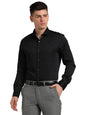 Turtle Men Cotton Stretch Slim Fit Black Solid Full Sleeve Formal Shirt