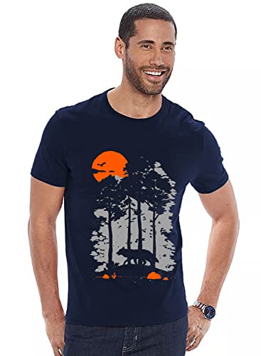 ADRO Mens Sun Printed Cotton T-Shirt (RN22-1-SUN-NB_Navy_XL)
