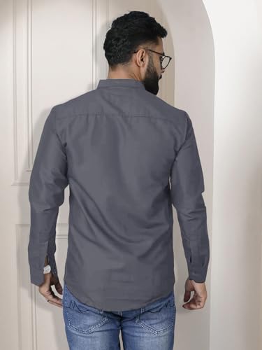Pinkmint Mens Long Sleeve Button Down Shirt for Men Collared Casual Formal Soild Shirt