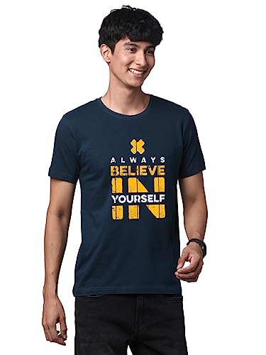 ADRO Believe in Yourself Printed T-Shirts for Men & Women (RNR-S35-BEL-SB_Teal)