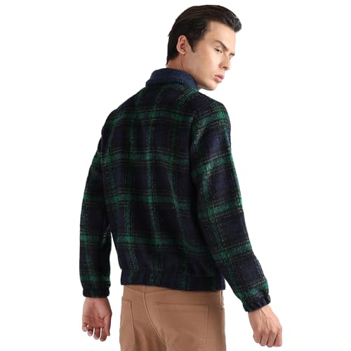 Campus Sutra Mens Car Coat (CBAWM23_CSMAWJK6044_Navy Blue:Green