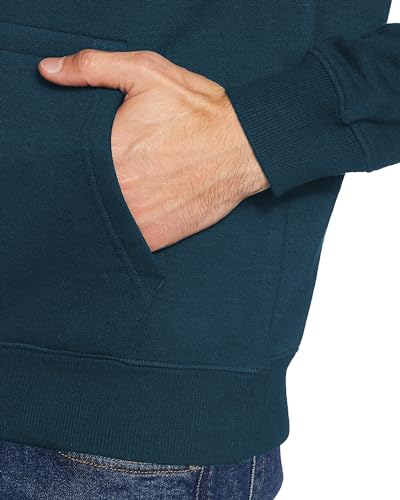 ADRO Men's Cotton Neck Hooded Sweatshirt (H20-M-CR07-SB_Teal)