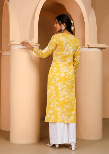 ANNI DESIGNER Women's Cotton Blend Straight Chikankari Embroidered Kurta