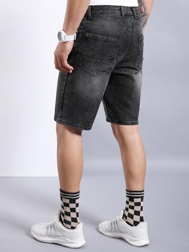 The Indian Garage Co Men Regular Fit Solid Mid-Rise Denim Shorts