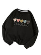 TAGAS Womens Heart Print Thermal Lined Sweatshirt || Sweatshirt for Women || Heart Print Sweatshirt for Women || (WSS-18) Black