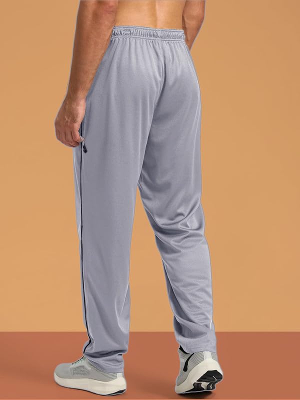Pinkmint Mens Spandex Track Pant ll Stylish Regulr Fit Track with Side Zip Pocket ll Gym Wear ll Yoga ll Sports (Pack of 1) Lig
