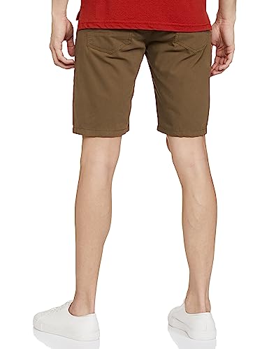 The Indian Garage Co Men Slim Fit Solid Mid-Rise Chino Shorts Olive