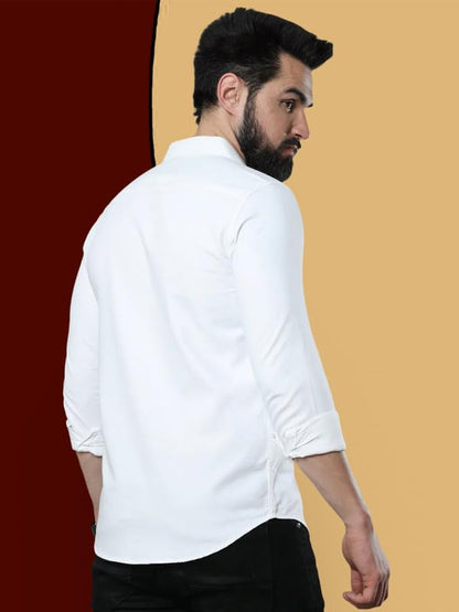 Pinkmint Combo of Men Casual Cotton Blend Full Sleeves Formal Regular Slim Fit Plain Office Shirts White-Aqua Blue