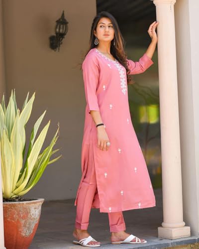 Fabnex Kurta Set For Women | Women Embroidered Kurta Set | Women Kurta Sets Kurtis | Women Kurta Pant Set (K-57-59) (Xx-Large, P
