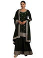 Libas Womens Embroidered Silk Blend Straight Kurta With Palazzos And Dupatta