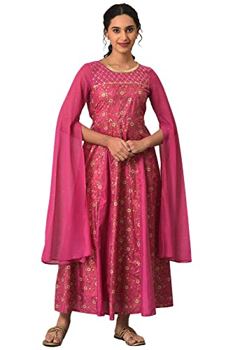 Aurelia WomenS Polyester Fit And Flare Midi Dress (22Aua13654-506523_Pink