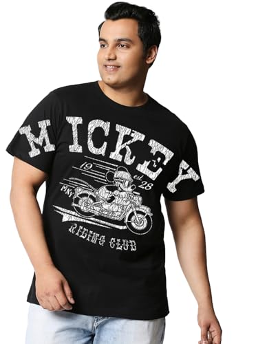 Bewakoof Official Disney Merchandise Mickey Mouse MenS Graphic Print Regular Fit Half Sleeve Round Neck Cotton Plus Size T-Shirt