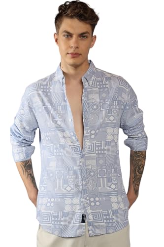 Dennis Lingo MenS| Blue| Full Sleeve| Spread Collar| Printed| Relaxed Fit| Casual Shirt