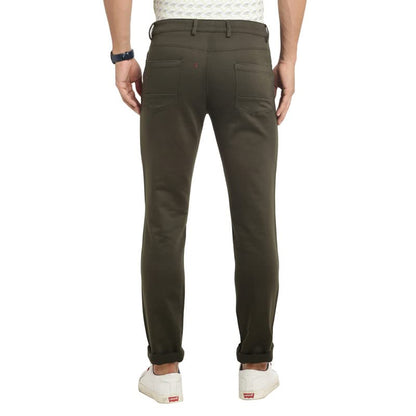 Turtle Men Cotton Olive Narrow Fit Solid Stretchable Jeans