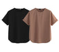 JUNEBERRY Pure 100% Cotton Oversized Loose Baggy Fit Round Neck with Drop Shoulder Black & Cork Half Sleeves Boyfriend T-Shirt f