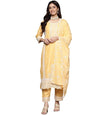 Varanga Women Yellow Chikankari Embroidered Sequins Embellished Kurta With Bottom And Dupatta
