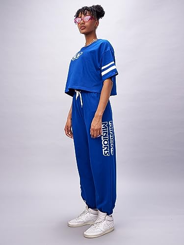 Bewakoof X Official Minions Merchandise WomenS Cord Graphic Printed 100% Cotton Co-Ord Set - Oversized Fit, Round Neck, Half Sl