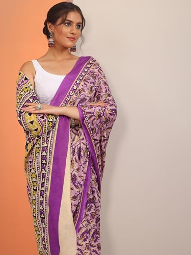 Libas Womens Printed Cotton Saree With Blouse Piece