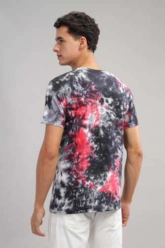 ADRO Mens Tie & Dye Regular Fit Cotton T-Shirt (TYE-01-BLK) Black