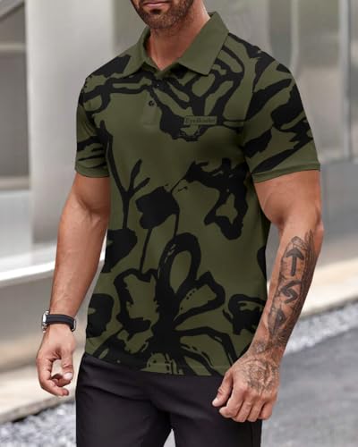 Noble Monk MenS Animal Print Regular Fit T-Shirt (T693_Nm_Olive Green