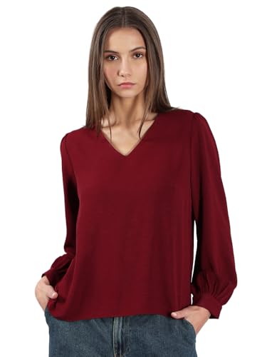 Vero Moda WomenS Regular Fit Maroon Top