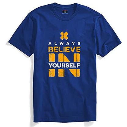 ADRO Believe in Yourself Printed T-Shirts for Men & Women (RNR-S35-BEL-RB_Royal Blue_XL)